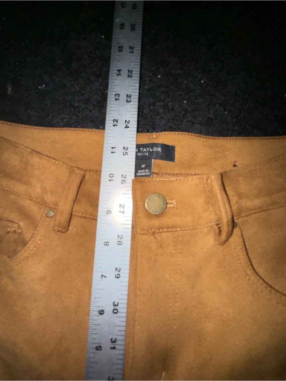 UEC Ann Taylor Cropped Faux Suede-Look Skinny Pants Camel color stretch SZ 6P